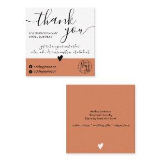 Modern minimalist chic pink block order thank you square
