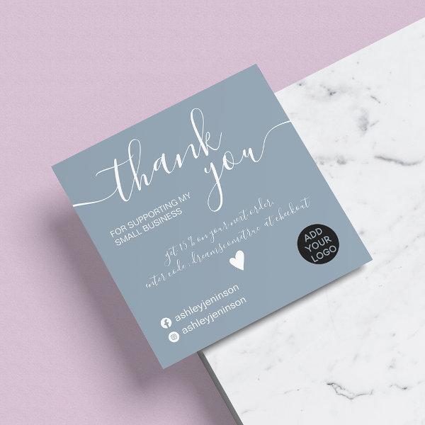 Modern minimalist dusty blue order thank you square