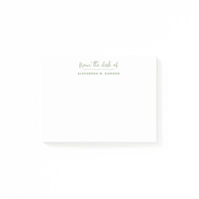 Modern Minimalist From The Desk Of Sage Green  Post-it Notes