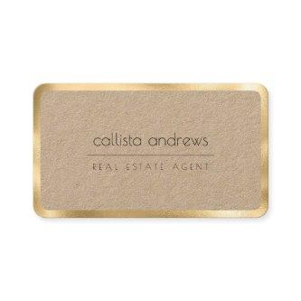 Modern Minimalist Gold Border Kraft Paper