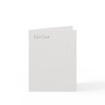 Modern Minimalist Grey Calligraphy Name Note Card