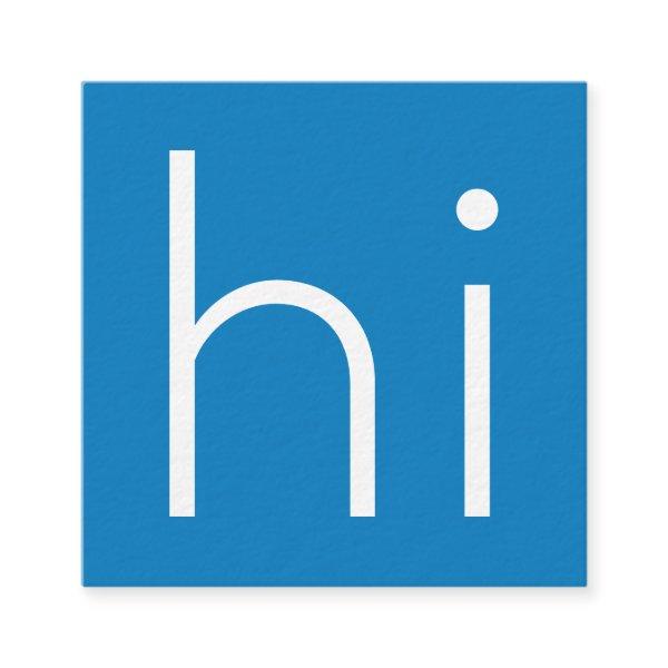 Modern minimalist HI - my name is design - blue Square