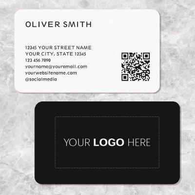 Modern Minimalist Logo QR Code Black
