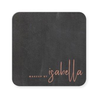 Modern Minimalist Makeup Artist Script Name Black Square