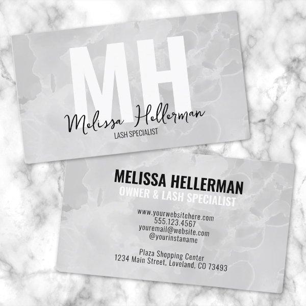 Modern Minimalist Marble Gray Monogram