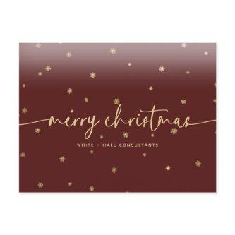 Modern Minimalist Merry Christmas Script Business Postcard