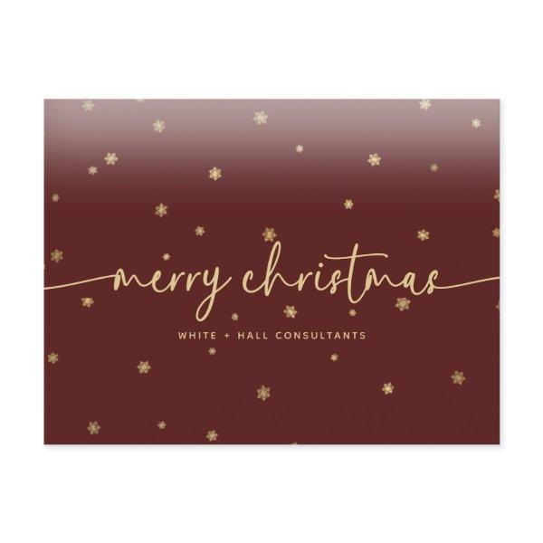 Modern Minimalist Merry Christmas Script Business Postcard