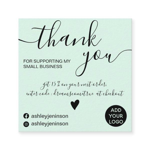 Modern minimalist mint teal order thank you square