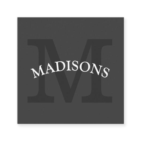 Modern Minimalist Monogram Gray Arc Text Square