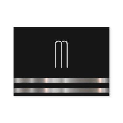 Modern Minimalist Monogram Metallic Silver Trim