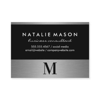 Modern Minimalist Monogram on Black Silver Trim