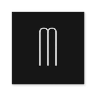 Modern Minimalist Monogram on Black Square