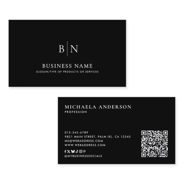 Modern Minimalist Monogram QR Code & Social Media