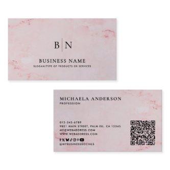Modern Minimalist Monogram QR Code & Social Media