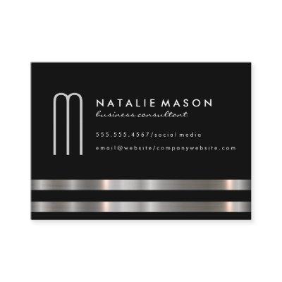 Modern Minimalist Monogram Silver Trim
