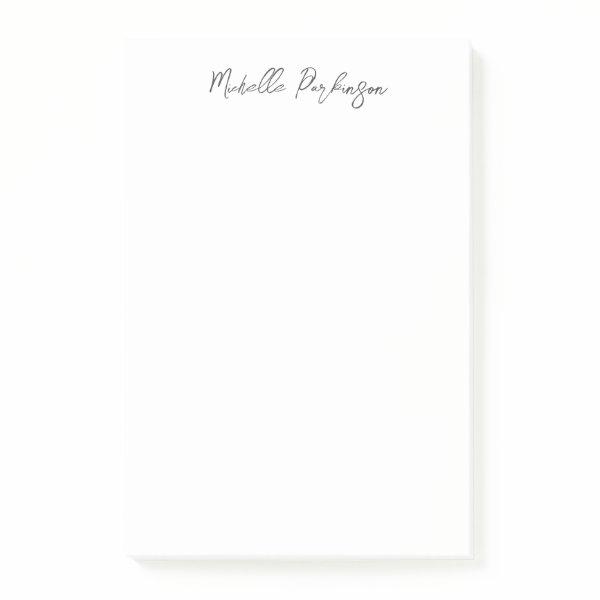 Modern Minimalist Name Personalized Calligraphy Post-it Notes