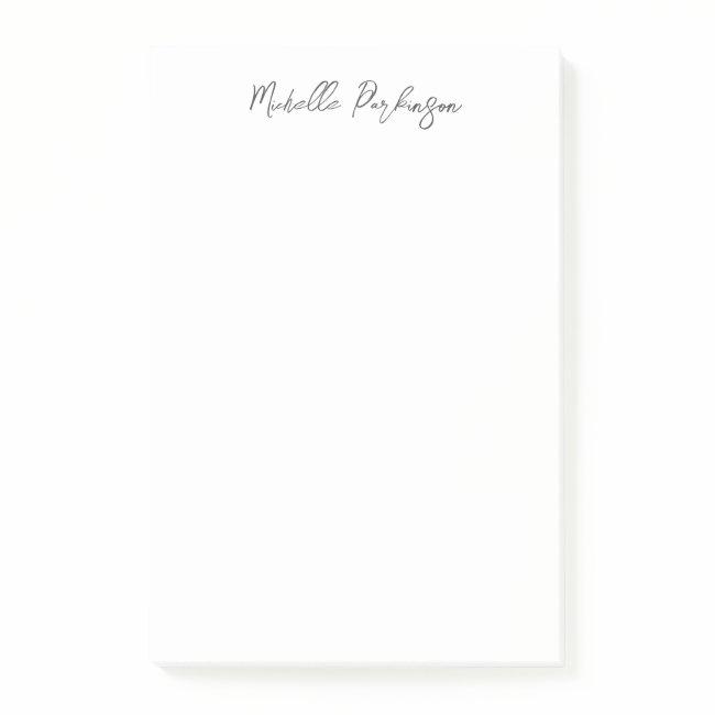 Modern Minimalist Name Personalized Calligraphy Post-it Notes