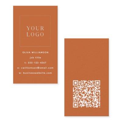 Modern Minimalist Orange Vertical Logo QR Code