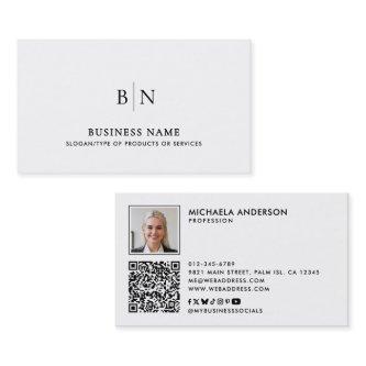 Modern Minimalist Photo QR Code & Social Media
