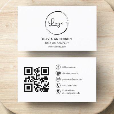 Modern Minimalist Photo with QR Code Social Media