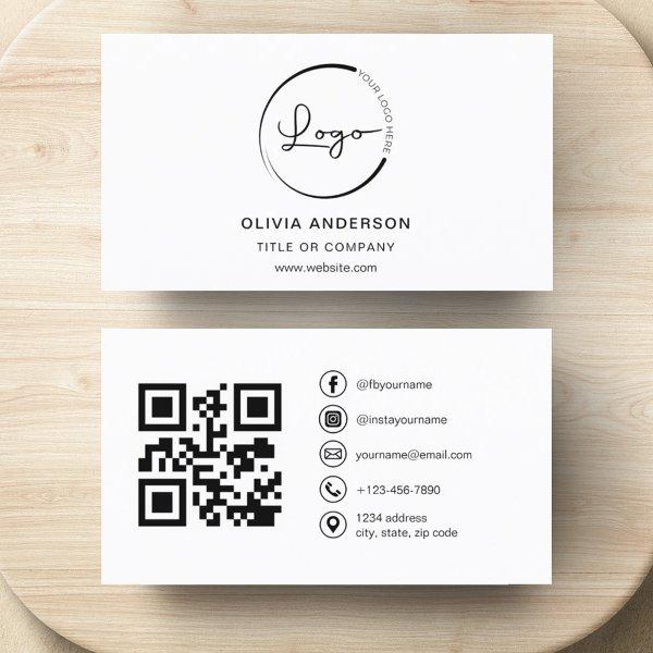 Modern Minimalist Photo with QR Code Social Media