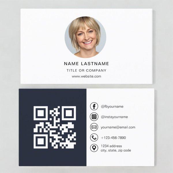 Modern Minimalist Photo with QR Code Social Media