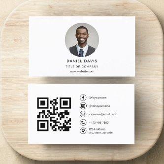 Modern Minimalist Photo with QR Code Social Media