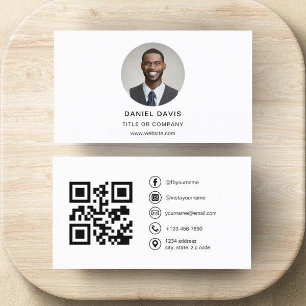 Modern Minimalist Photo with QR Code Social Media