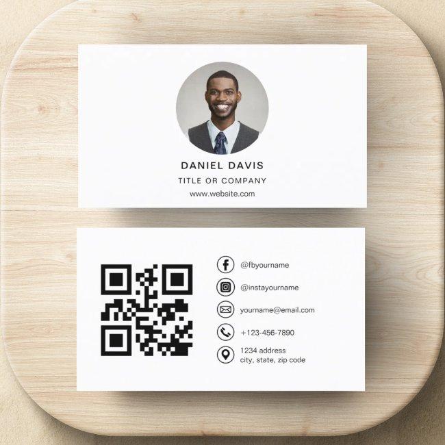 Modern Minimalist Photo with QR Code Social Media