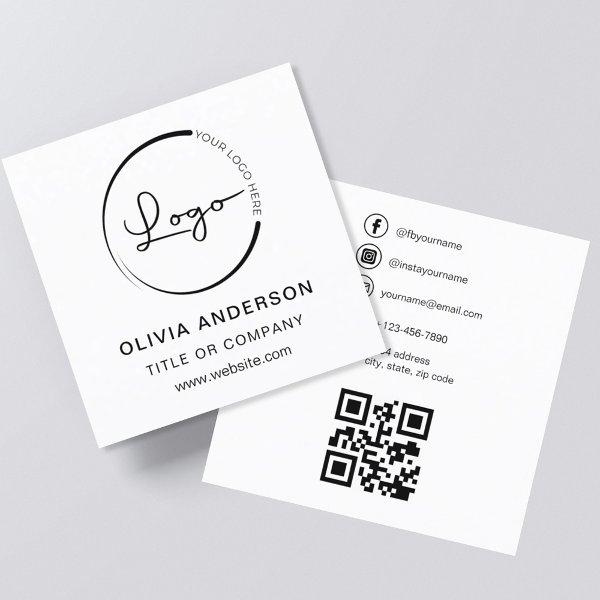 Modern Minimalist Photo with QR Code Social Media Square