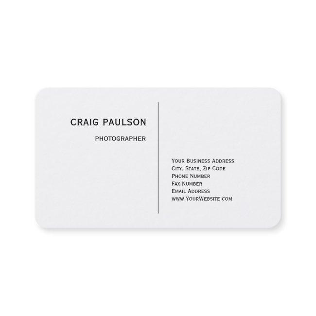 Modern Minimalist Plain Black White