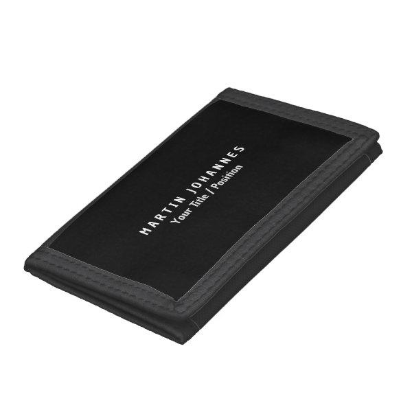 Modern Minimalist Plain Elegant Black & White Trifold Wallet