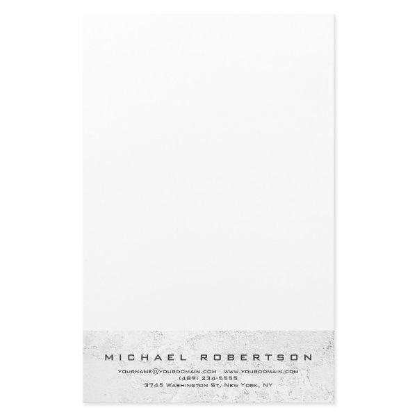 Modern Minimalist Plain Professional Grey White Stationery