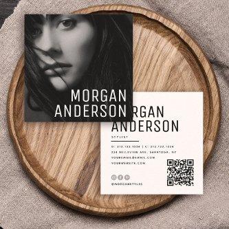 Modern Minimalist Professional Photo QR CODE Square