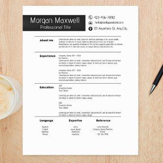 Modern Minimalist Professional Resume Template CV Letterhead