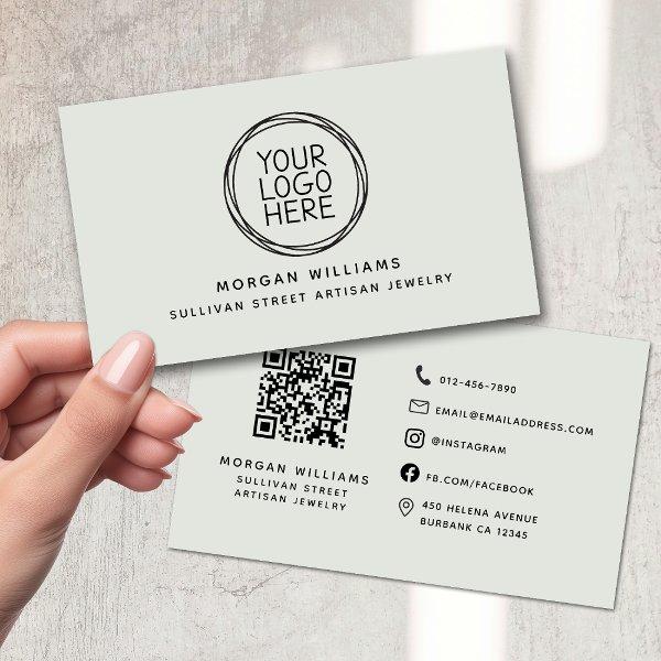 Modern Minimalist Sage Green Logo QR Code