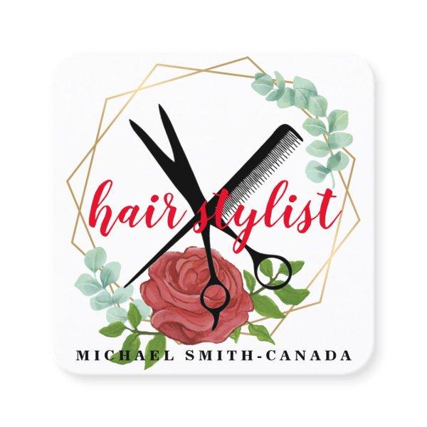 Modern Minimalist Scissors Branding Hair Stylist S Square