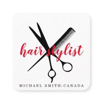 Modern Minimalist Scissors Branding Hair Stylist Square