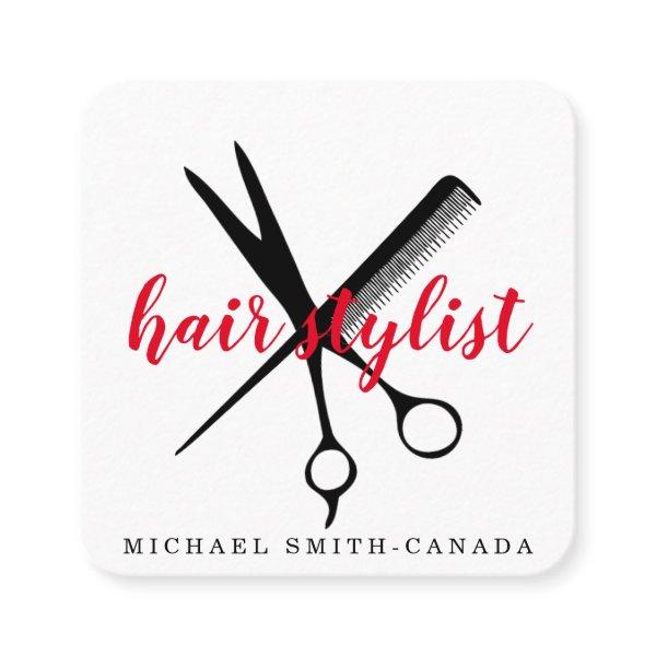 Modern Minimalist Scissors Branding Hair Stylist Square