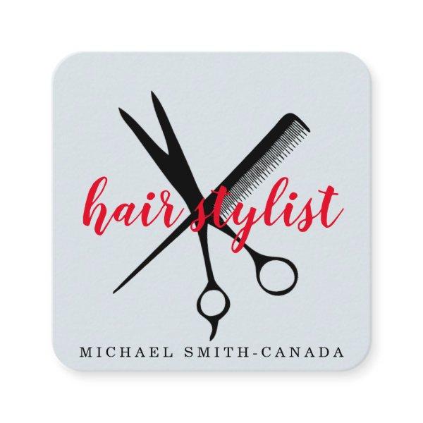 Modern Minimalist Scissors Branding Hair Stylist Square