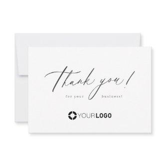 Modern minimalist script business logo thank you card