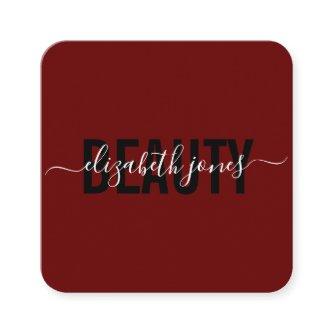 Modern Minimalist Signature Burgundy and White Square