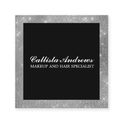 Modern Minimalist Silver Glitter Simple Makeup Square