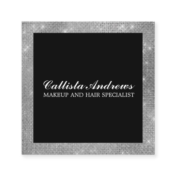 Modern Minimalist Silver Glitter Simple Makeup Square