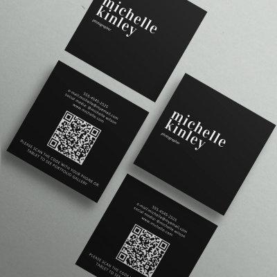 Modern minimalist simple QR code personal  black Square