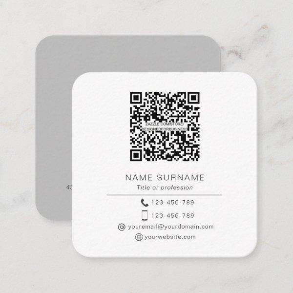 Modern Minimalist Simple QR code personal  Square  Square