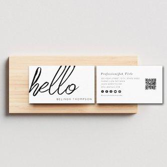 Modern Minimalist Simple White Hello QR Code