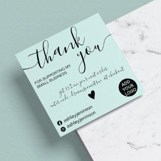 Modern minimalist teal blue order thank you square