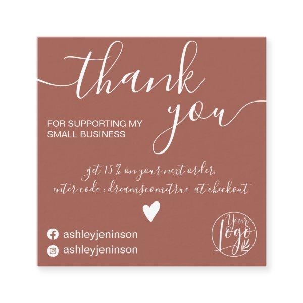 Modern minimalist terracotta order thank you square