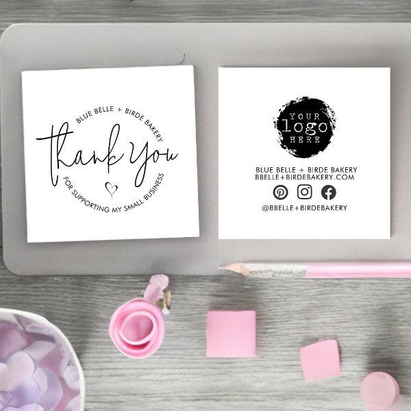 Modern Minimalist Thank You Small Business Heart Square